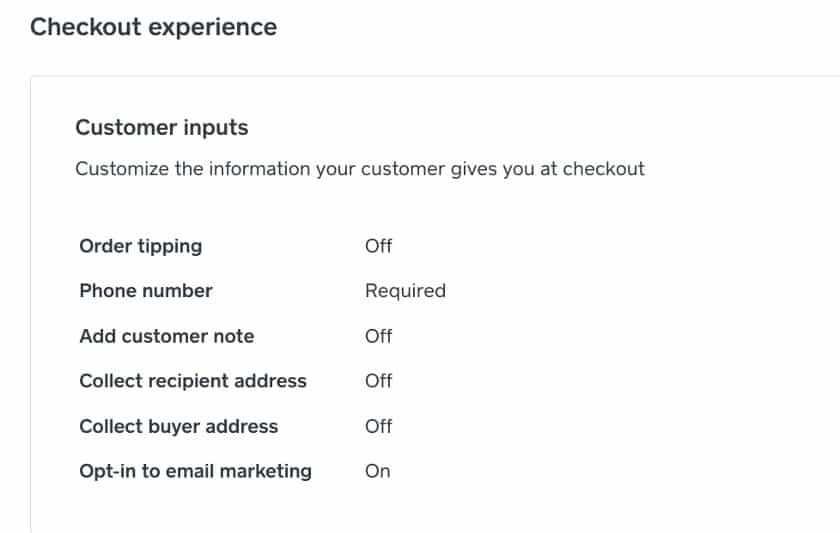 Customizing checkout experience.
