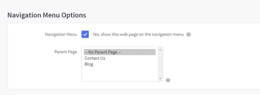 Easily control which web pages show up in primary navigation menu.