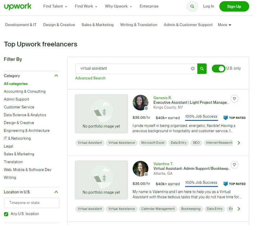 Finding part-time workers and gig workers on Upwork.