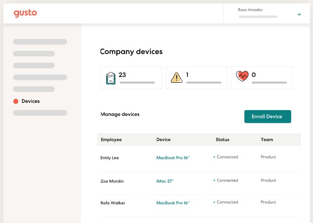 Onboarding and managing employee software in Gusto.