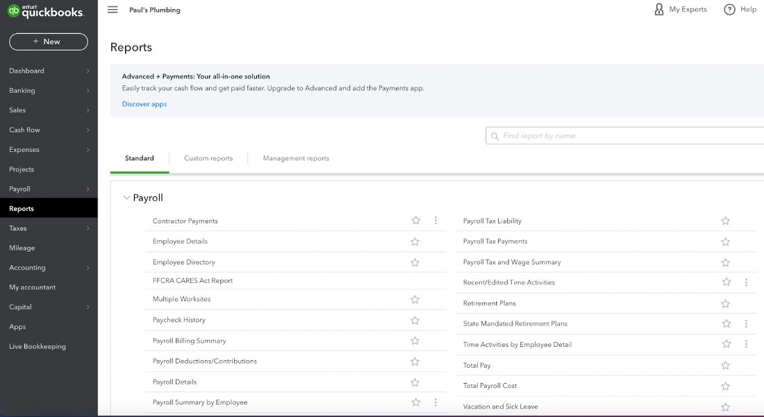 Showing QuickBooks reports.