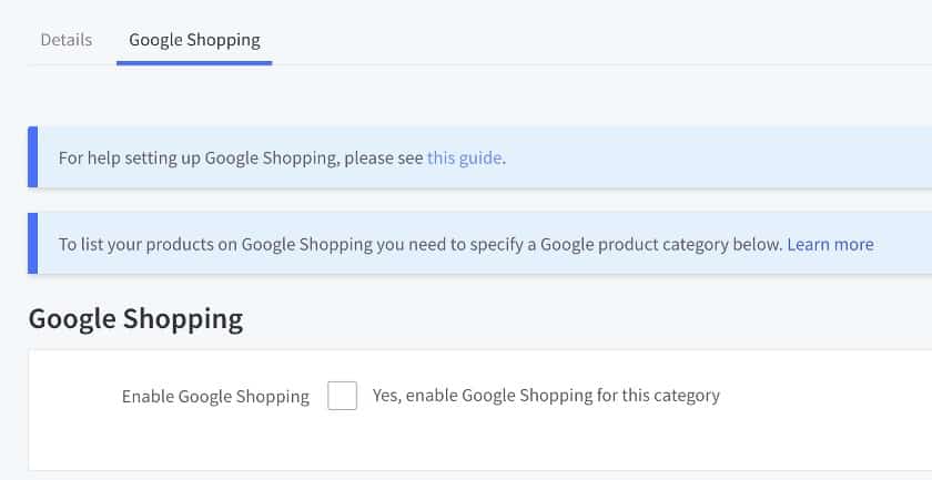 Setting up google shopping.