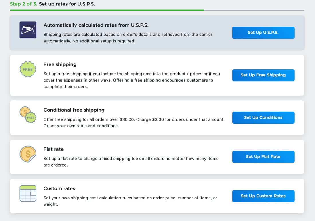 Setting up a variety of shipping methods per carrier.