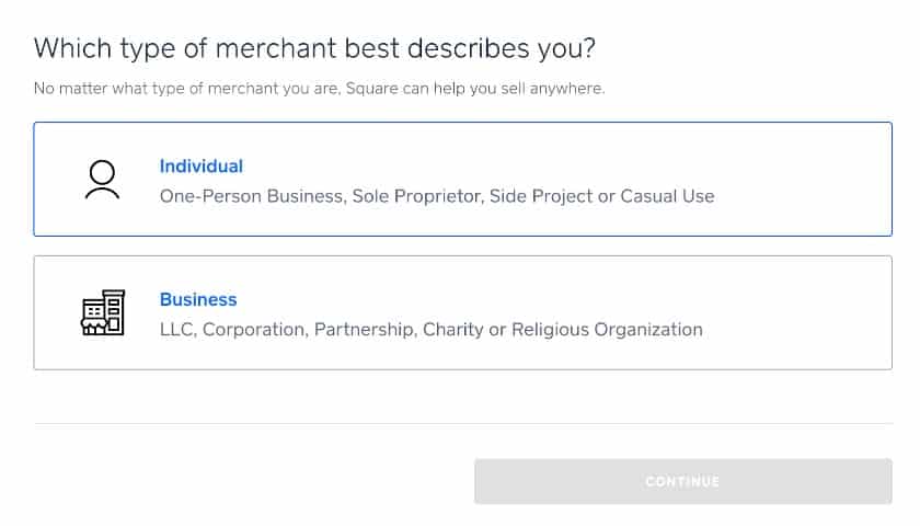 Specifying if merchant is a sole proprietor or business.