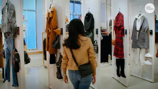 A woman shopping clothes.