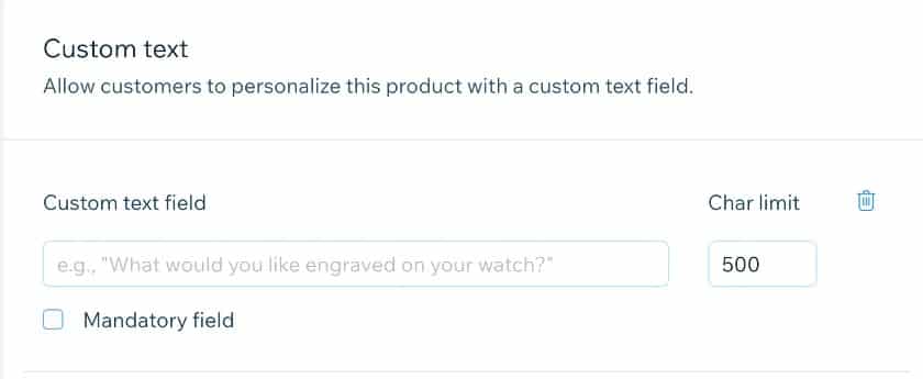 Setting up custom text fields in your product pages with Wix.