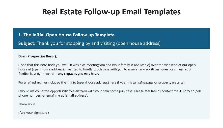 Real estate follow-up email template.