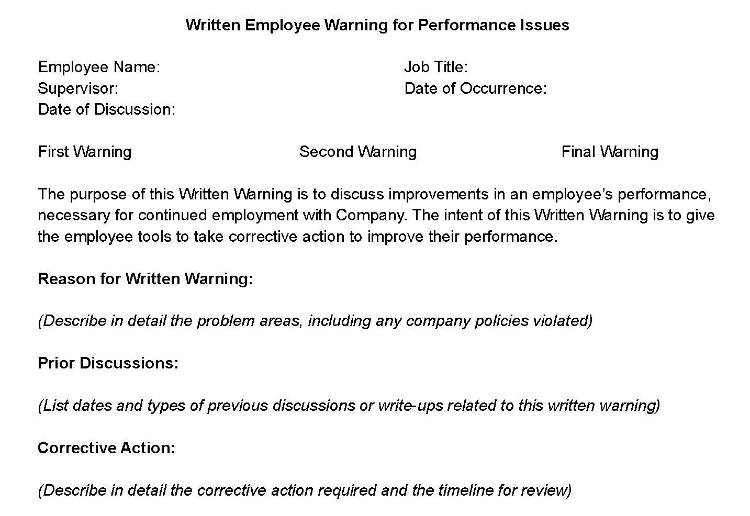 employee write up form free templates
