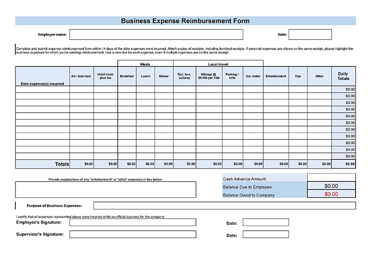 Free Employee Expense Report Template Policy