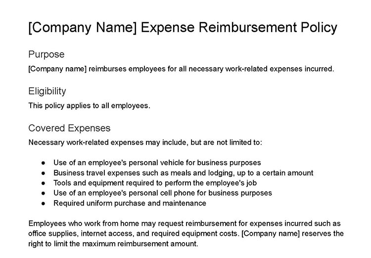 Expense reimbursement policy.