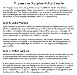 Progressive Discipline: Policy Tips (  Free Sample)