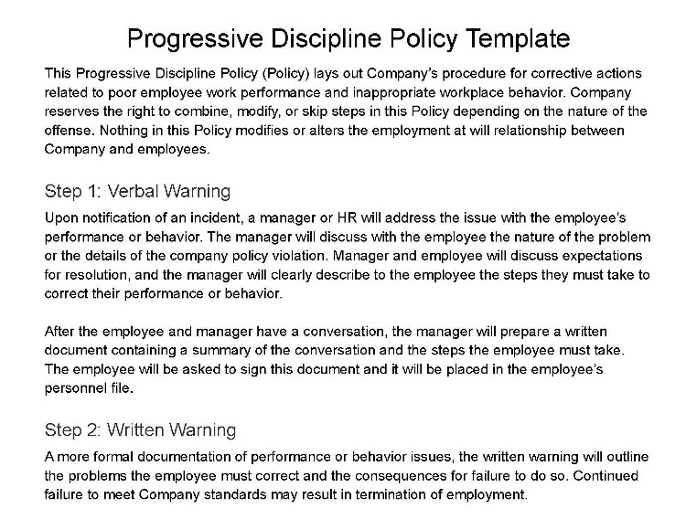Progressive discipline policy template.