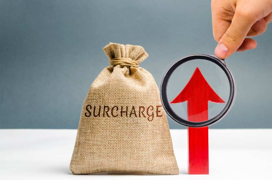 Showing a surcharge increase.