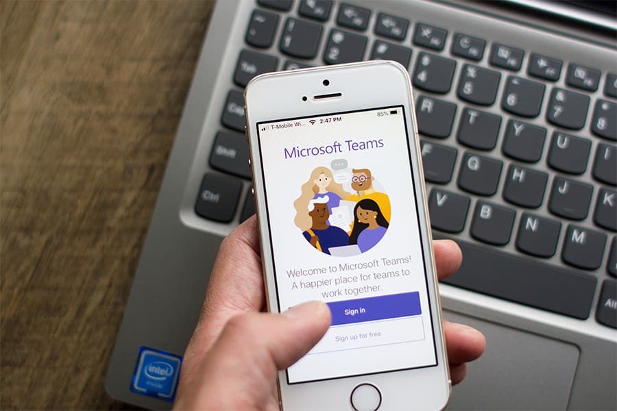 A user opens the Microsoft Teams mobile app.
