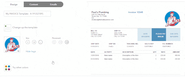 Hiding a new logo for your invoice in QuickBooks Online.