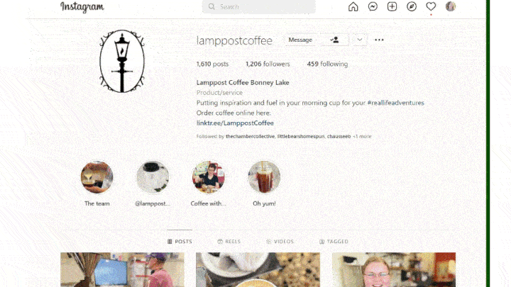 Lamppost Coffee Instagram feed