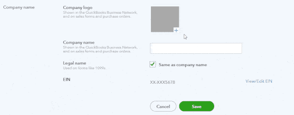 Choose from uploaded logos or upload a new logo for your QuickBooks Online company.