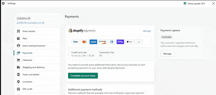Showing payment methods.