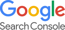 Google Search Console logo that links to the Google Search Console homepage in a new tab.