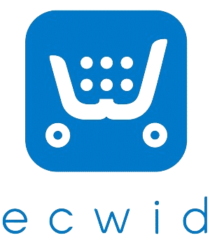 Ecwid logo that links to Ecwid homepage in a new tab.