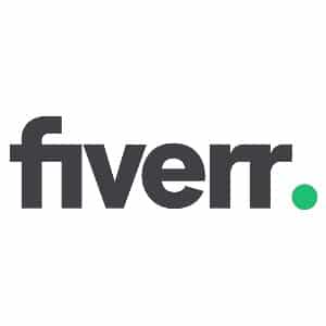 Fiverr logo that links to the Fiverr homepage in a new tab.