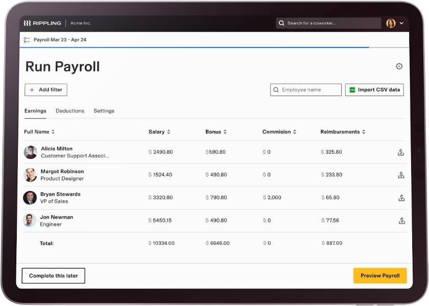 Rippling says it takes as little as 90 seconds to run payroll.