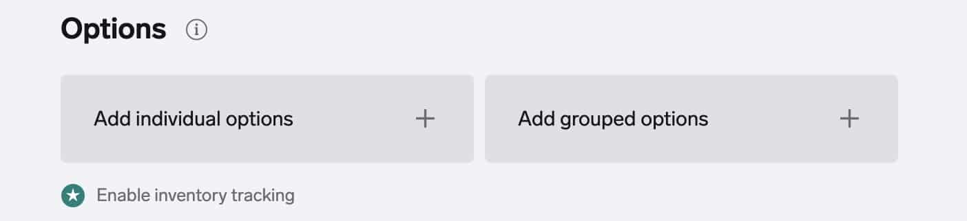 Add product options if Add individual or grouped in Big Cartel.