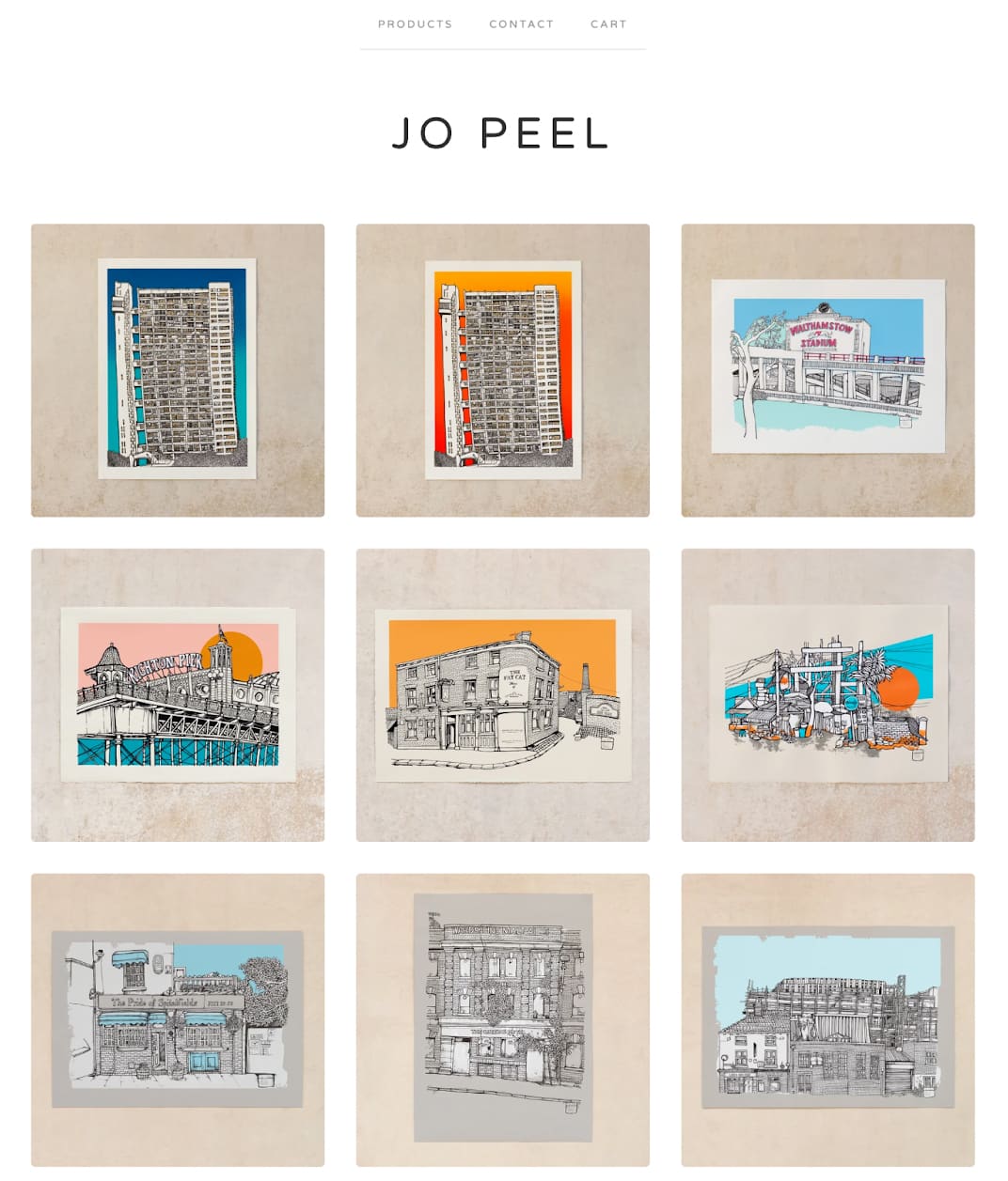 Big Cartel's Jo Peel sample website.