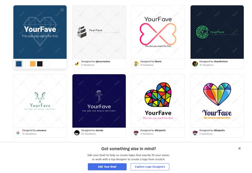 Fiverr list of available logo.