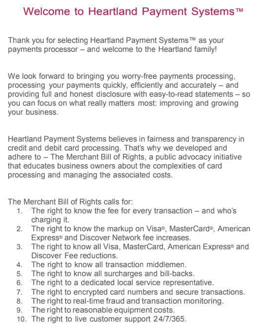Image preview of Heartland Payment Systems Merchant Agreement form.