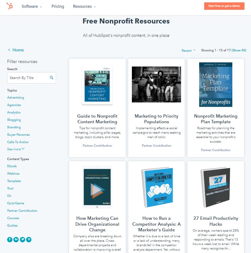 HubSpot Free nonprofit resources.