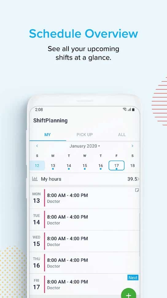 Humanity scheduling in mobile app.