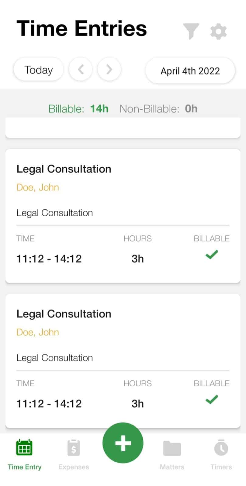 Sample image of LeanLaw’s mobile dashboard.