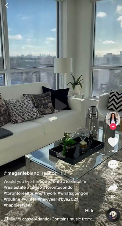 Megan Le Blanc fits a variety of hashtags into her TikTok caption.