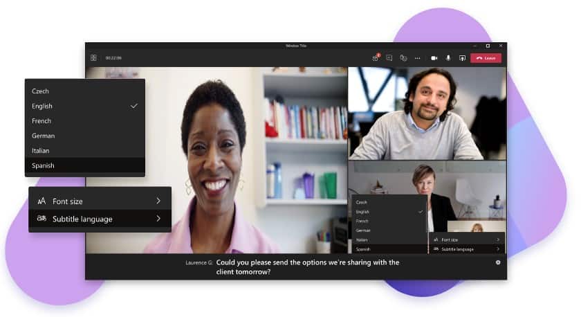 Microsoft Teams live caption feature