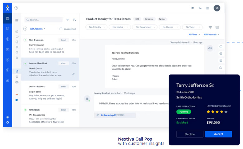 Nextiva call pop feature