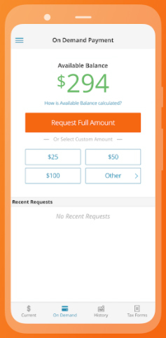 Paylocity’s mobile app requesting "On Demand Payment".