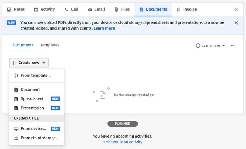 Pipedrive Smart Docs add-ons features