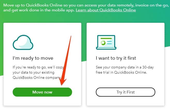Preparing to move your data to QuickBooks Online.
