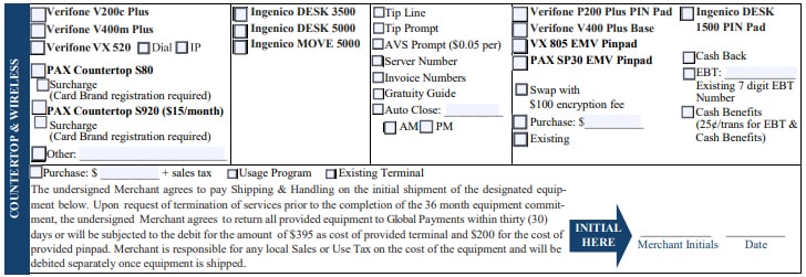 TSYS merchant application form.