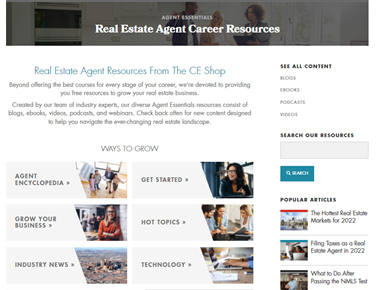 The CE Shop Agent Essentials page.