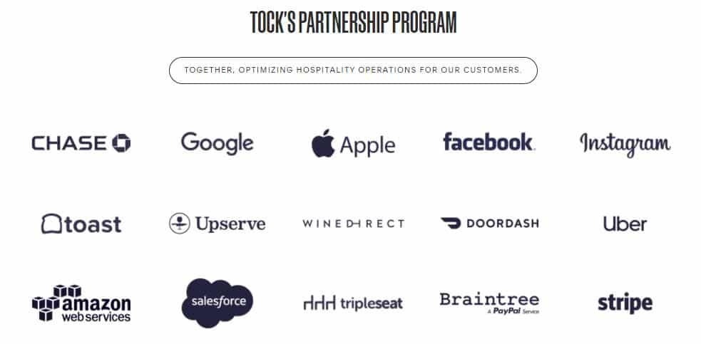 Tock list of popular integrations.