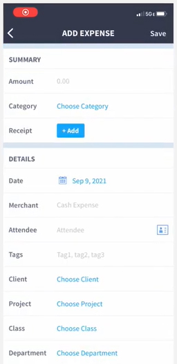 TriNet adding expenses page