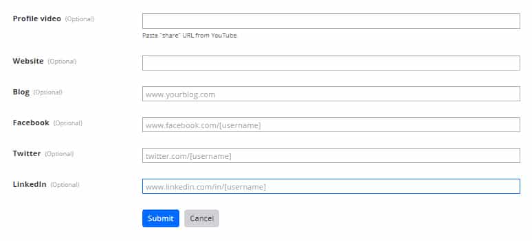 Add website and social media profile links in Zillow.com agent dashboard.