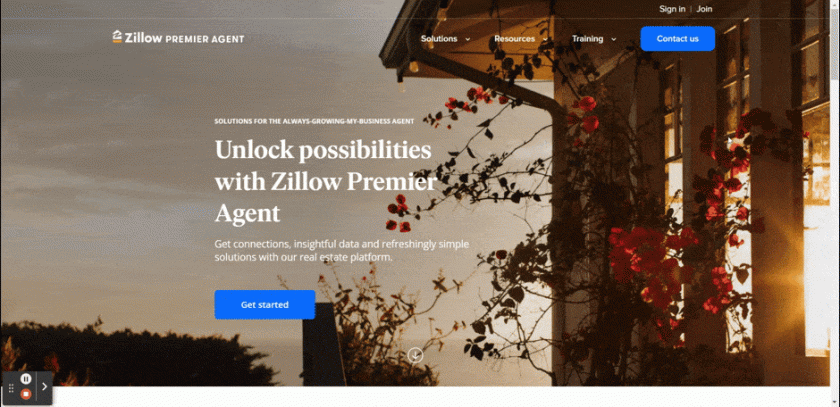 Signing up in Zillow Premier Agent