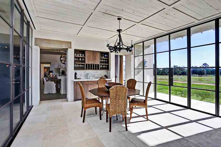 Interior photos of dining room taken during the daytime.