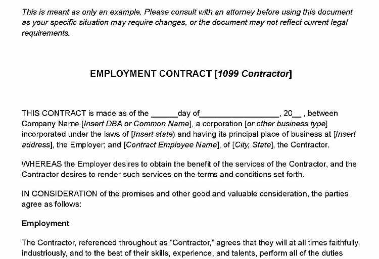 employment contract template definition what to include