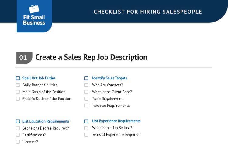Checklist for hiring salespeople.