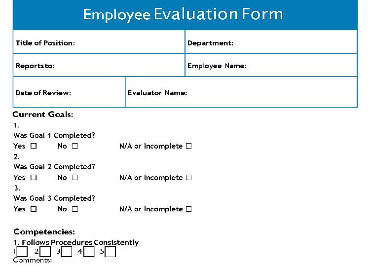 Employee evaluation form.