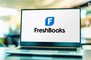 Freshbook logo on a laptop screen.
